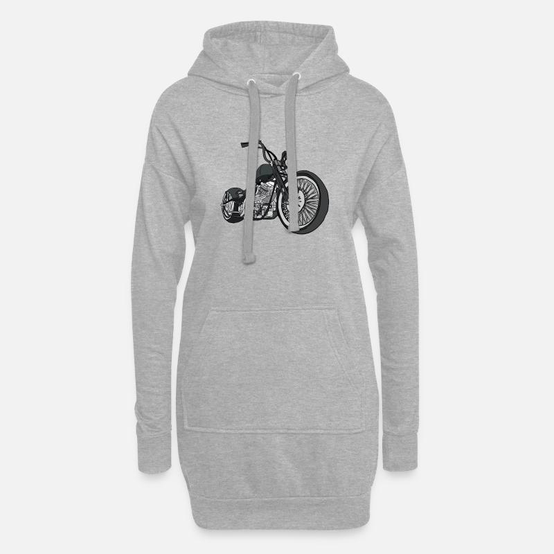 Schwarzer Chopper Grafik - Hoodie-Kleid - Grau meliert
