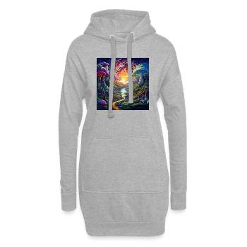 trippy Landschaft - Hoodie-Kleid - Grau meliert - Vorne