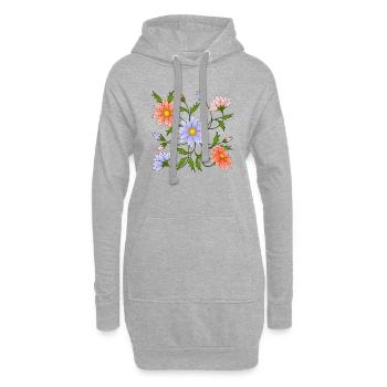 Fleur - Sweat-shirt à capuche long Femme - gris chiné - Devant