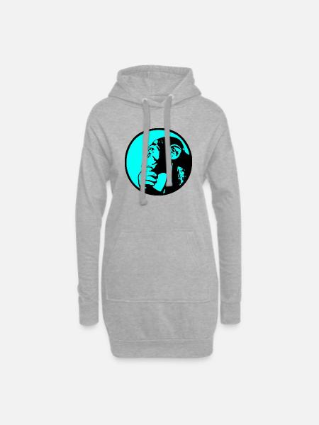Thinking Monkey Chimpanzee - Hoodie Dress - heather grey
