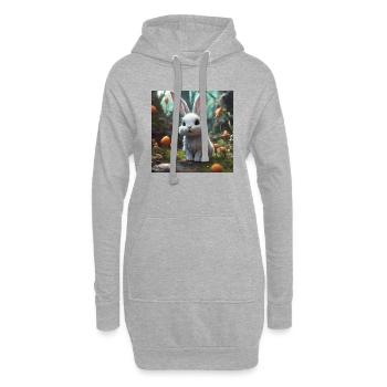 lapin mignon - Sweat-shirt à capuche long Femme - gris chiné - Devant