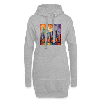 New York Skyline Neo Impressionismus - Hoodie-Kleid - Grau meliert - Vorne