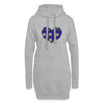 Blumenmuster Blau Rosa Herz Vintage Ästhetik - Hoodie-Kleid - Grau meliert - Vorne