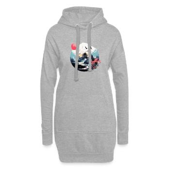 Scène japonaise de montagne, d’eau et de pagode - Sweat-shirt à capuche long Femme - gris chiné - Devant