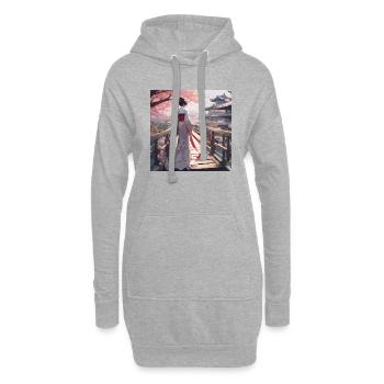 Geisha - Sweat-shirt à capuche long Femme - gris chiné - Devant