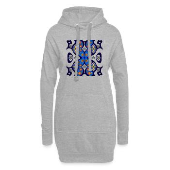 motif papillon - Sweat-shirt à capuche long Femme - gris chiné - Devant