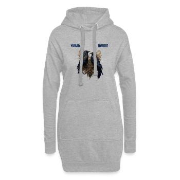 Hugin et Munin, les corbeaux d’Odin (avec inscription) - Sweat-shirt à capuche long Femme - gris chiné - Devant