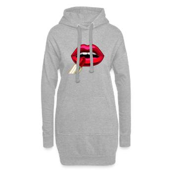 Valeewear - Lèvres sensuelles - Sweat-shirt à capuche long Femme - gris chiné - Devant