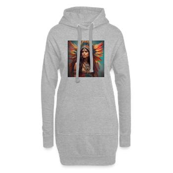 Plume de couleurs 1 - Sweat-shirt à capuche long Femme - gris chiné - Devant