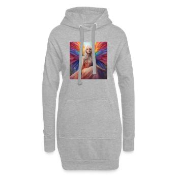 Elfe arc-en-ciel 4 - Sweat-shirt à capuche long Femme - gris chiné - Devant