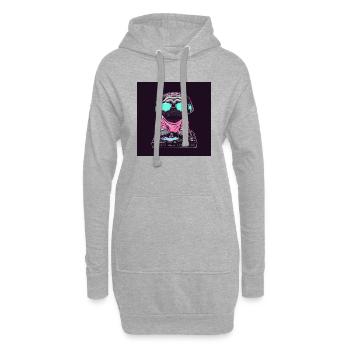 Pug DJ - Sweat-shirt à capuche long Femme - gris chiné - Devant