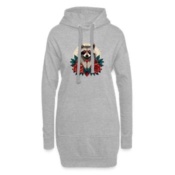 Raton laveur - Sweat-shirt à capuche long Femme - gris chiné - Devant