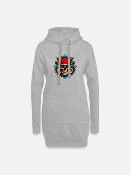 Pirate du crâne - Sweat-shirt à capuche long Femme - gris chiné