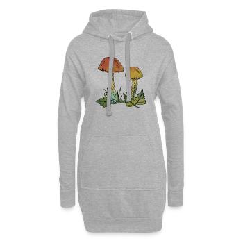 Pilze - Hoodie-Kleid - Grau meliert - Vorne