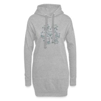Une bande de chats - Sweat-shirt à capuche long Femme - gris chiné - Devant