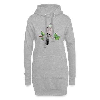 Vogel - Hoodie-Kleid - Grau meliert - Vorne