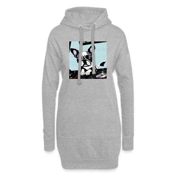 Hund DJ Pop Art - Hoodie-Kleid - Grau meliert - Vorne
