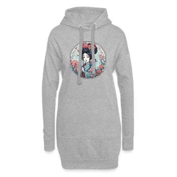 Geisha - Sweat-shirt à capuche long Femme - gris chiné - Devant