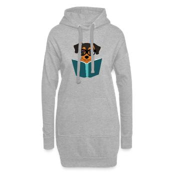 Buch Lesen Hunde Bücher Leser Buchliebhaber Hund - Hoodie-Kleid - Grau meliert - Vorne