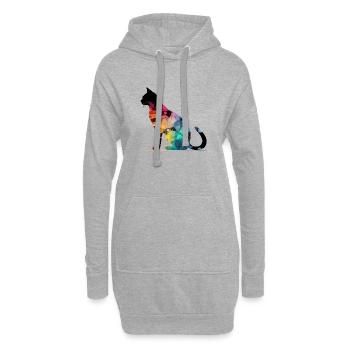 Bako die bunte Katze - Hoodie-Kleid - Grau meliert - Vorne