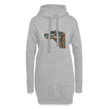 Krokodil - Hoodie-Kleid - Grau meliert - Vorne