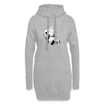 Super Aki Street art - Sweat-shirt à capuche long Femme - gris chiné - Devant