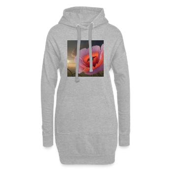 Coquelicot dans la lumière du soir - Sweat-shirt à capuche long Femme - gris chiné - Devant