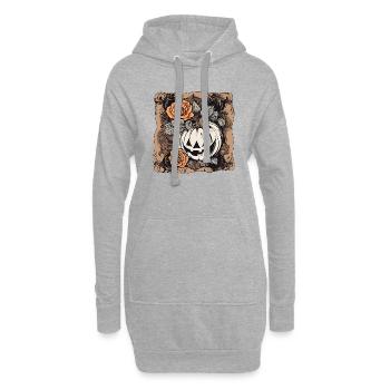 Halloween / Citrouille / Automne / Vacances / Orange - Sweat-shirt à capuche long Femme - gris chiné - Devant