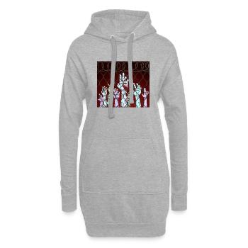 Zombie-Hände hinter Zaun - Hoodie-Kleid - Grau meliert - Vorne