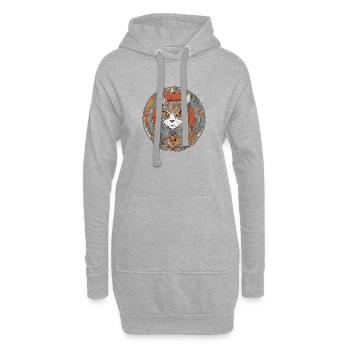 Chat - Sweat-shirt à capuche long Femme - gris chiné - Devant