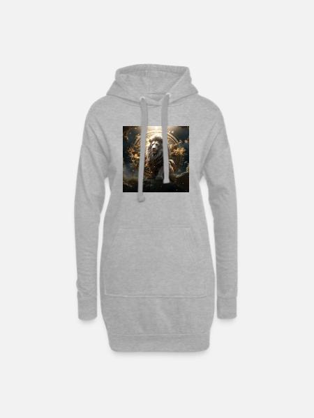 Gott Löwe - Hoodie-Kleid - Grau meliert