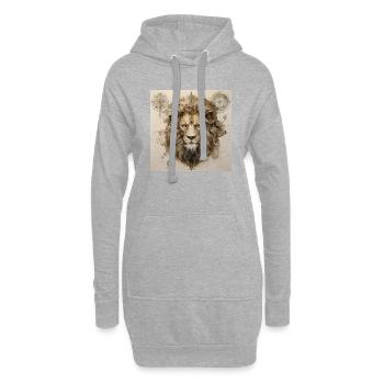 Pure Lion - Sweat-shirt à capuche long Femme - gris chiné - Devant