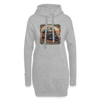 Zug / Lokomotive / Dampflok / Eisenbahn / Lock - Hoodie-Kleid - Grau meliert - Vorne