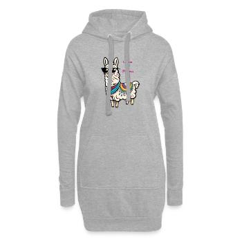 Llama need no Drama Geschenk - Hoodie-Kleid - Grau meliert - Vorne