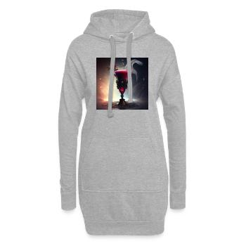 Blutroter Cocktail - Hoodie-Kleid - Grau meliert - Vorne