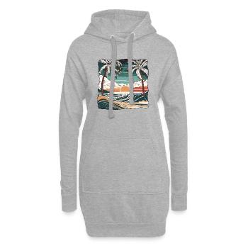 Sommer / Sonne / Strand / Palmen / Meer / Wellen - Hoodie-Kleid - Grau meliert - Vorne