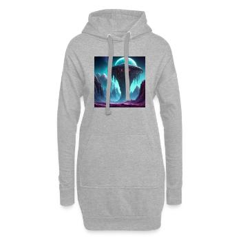 Episches außerirdisches Raumschiff auf einem fremden Planeten - Hoodie-Kleid - Grau meliert - Vorne