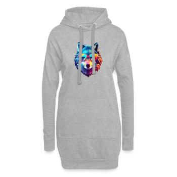 wolf - Hoodie Dress - heather grey - Front