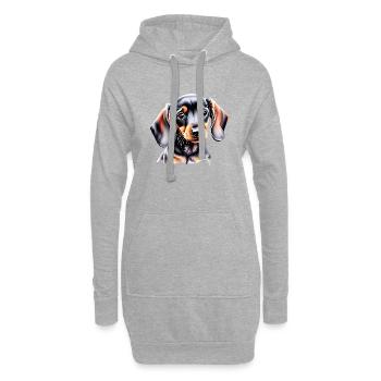 Teckel chiot teckel chiot Propriétaires de chiens - Sweat-shirt à capuche long Femme - gris chiné - Devant