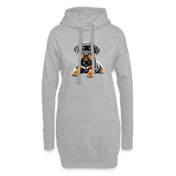 Rottweiler chiot chien Rottweiler chiot chiens - Sweat-shirt à capuche long Femme - gris chiné - Devant