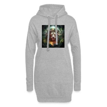 Genius Lion - Sweat-shirt à capuche long Femme - gris chiné - Devant