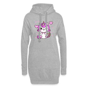 Einhorn Mädchen Unicorn Fabeltier Einhörner - Hoodie-Kleid - Grau meliert - Vorne