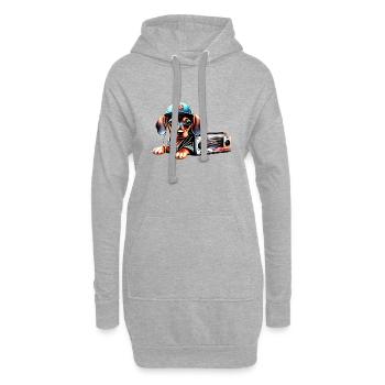 Hundehalter Dachshund Hund Dackelwelpe Hunde Musik - Hoodie-Kleid - Grau meliert - Vorne