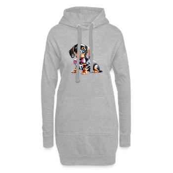 Dachshund Hund Hundehalter Hunde Dackelwelpe - Hoodie-Kleid - Grau meliert - Vorne