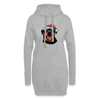 Rottweiler avec un bonnet de Père Noël - Sweat-shirt à capuche long Femme - gris chiné - Devant