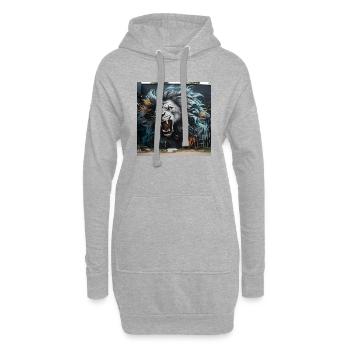 Lion Tag - Sweat-shirt à capuche long Femme - gris chiné - Devant