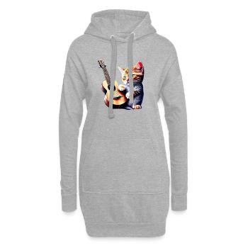 Kätzchen Gitarrist Hauskatze Katze Gitarre Kater - Hoodie-Kleid - Grau meliert - Vorne