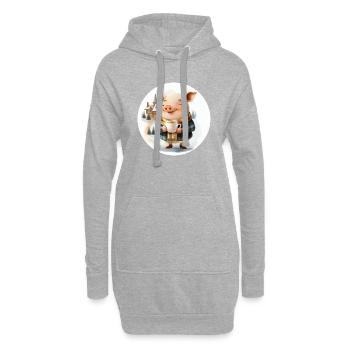 Piggy drinks punch - Sweat-shirt à capuche long Femme - gris chiné - Devant