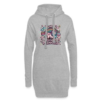 La princesse d’anniversaire : Licorne avec lettrage - Sweat-shirt à capuche long Femme - gris chiné - Devant