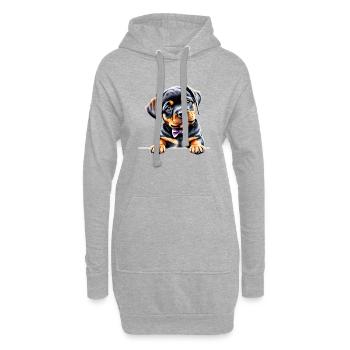Rottweiler chiot chien Rottweiler chiot chiens - Sweat-shirt à capuche long Femme - gris chiné - Devant